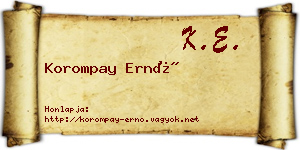 Korompay Ernő névjegykártya